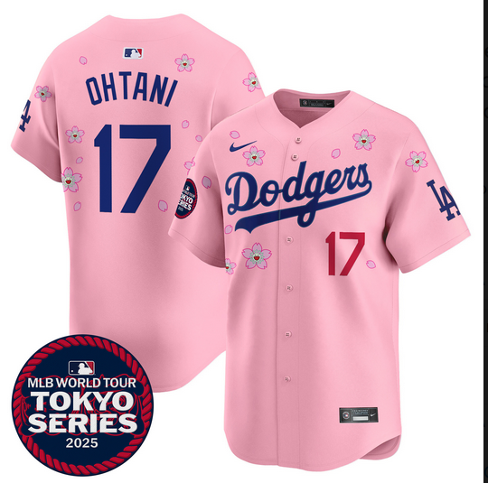 Men Los Angeles Dodgers #17 Ohtani Tokyo Series 2025 pink Limited Stitched Jersey